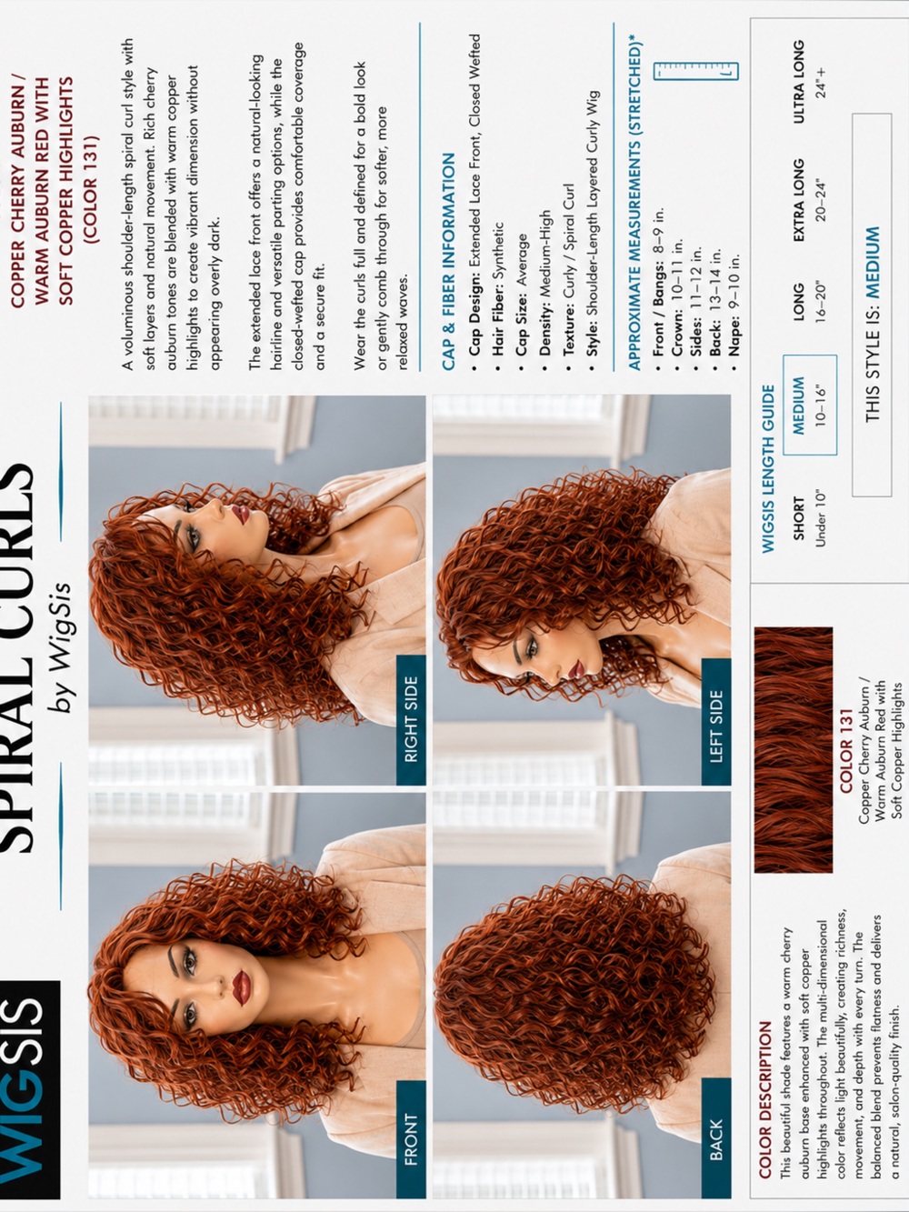Spiral Curls by Wig Sis in Copper Cherry Auburn (color 131)